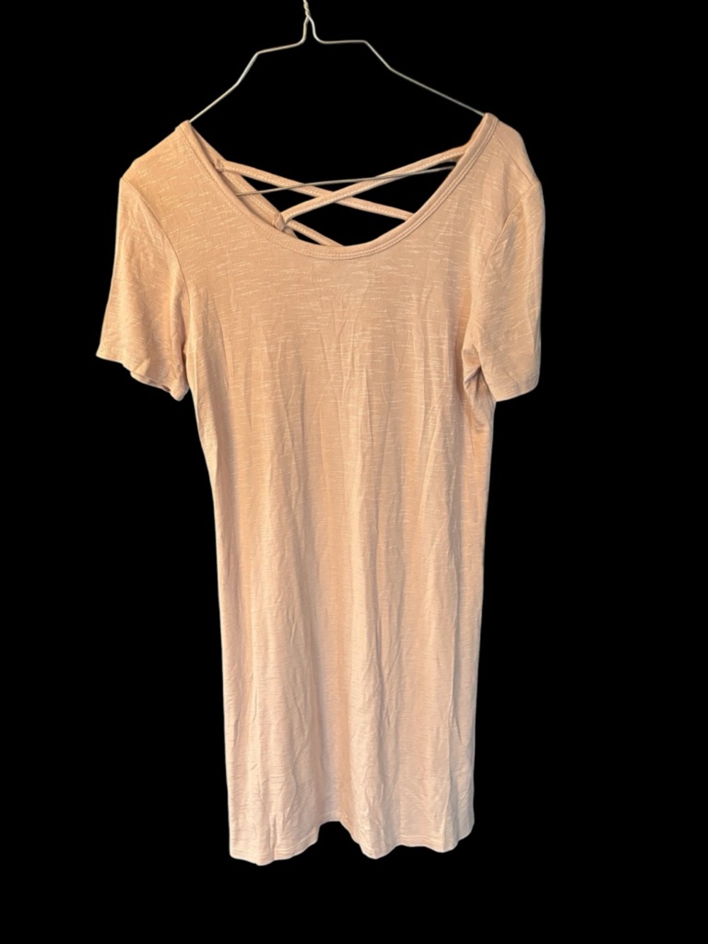 Olivia Rae Crisscross Back Short Sleeve Tunic - Blush Pink